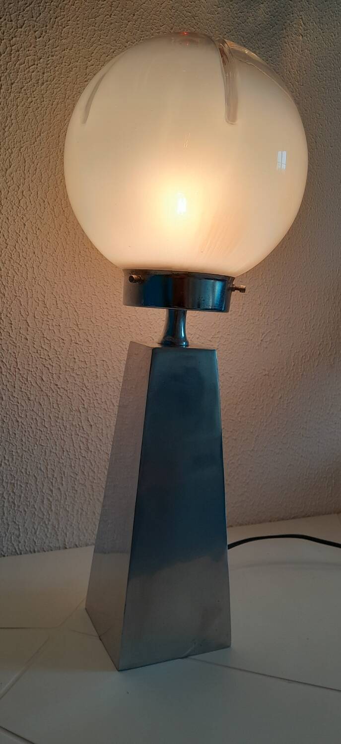 Vintage Murano Globe Chrome Lamp