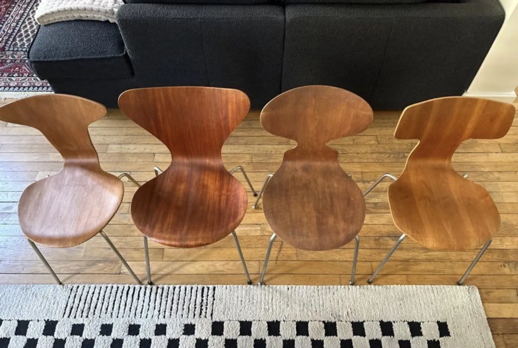 Set of 4 chairs by Fritz Hansen - Arne Jacobsen - vintage Scandinavian