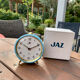 Vintage mechanical alarm clock sky blue Jaz