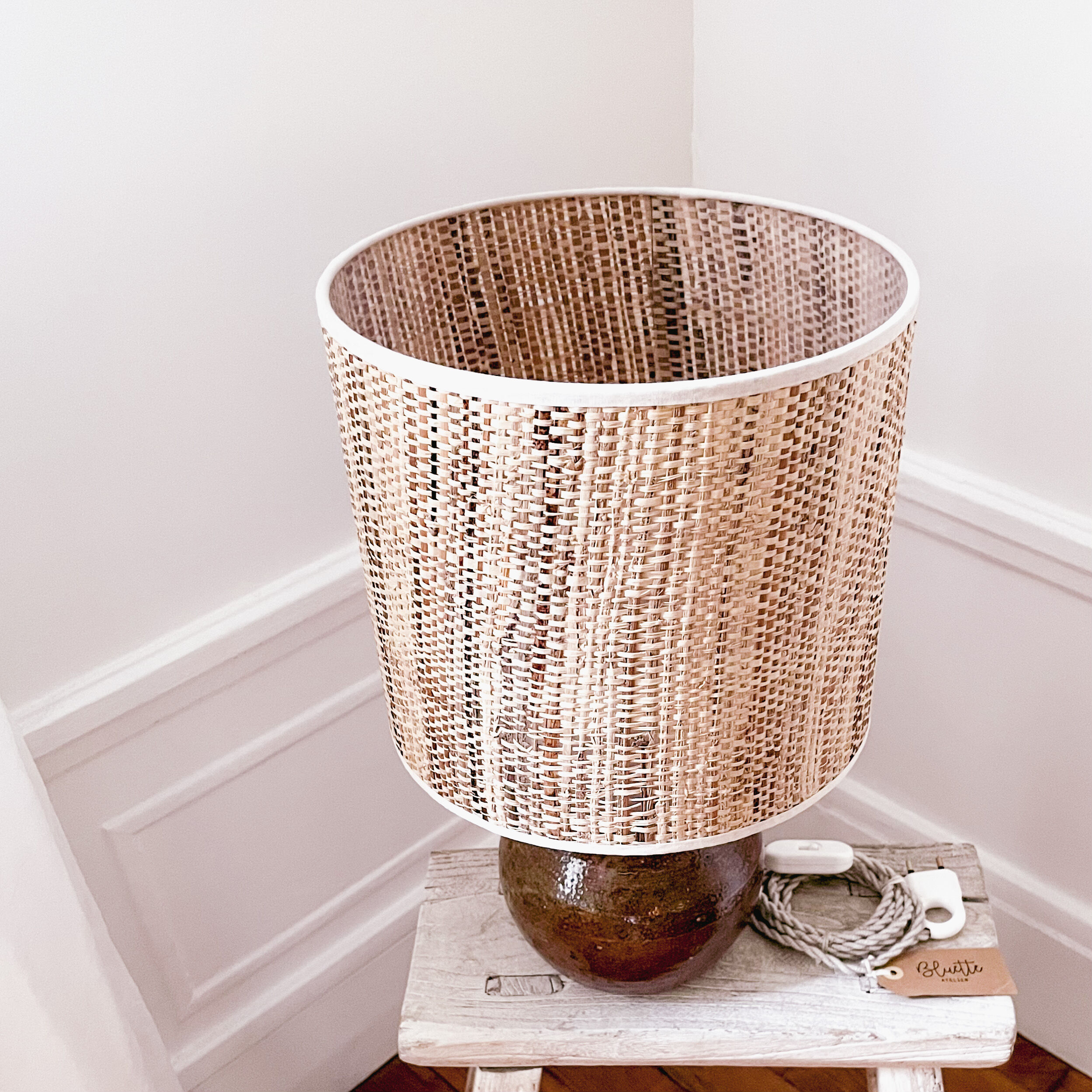 Sandstone and rabane lamp