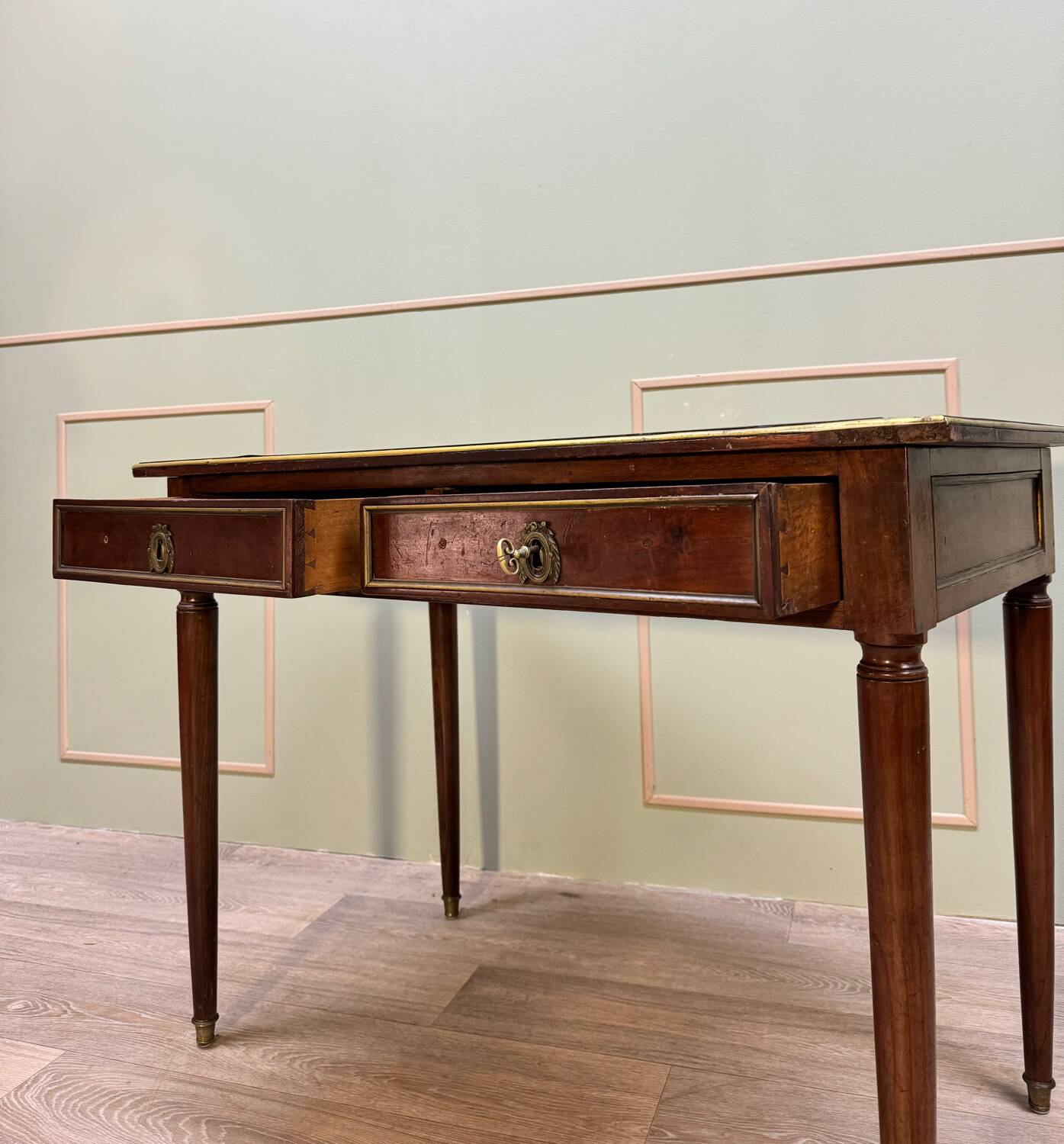 Flat Mahogany Desk From Directoire Period XVIII Eme Century