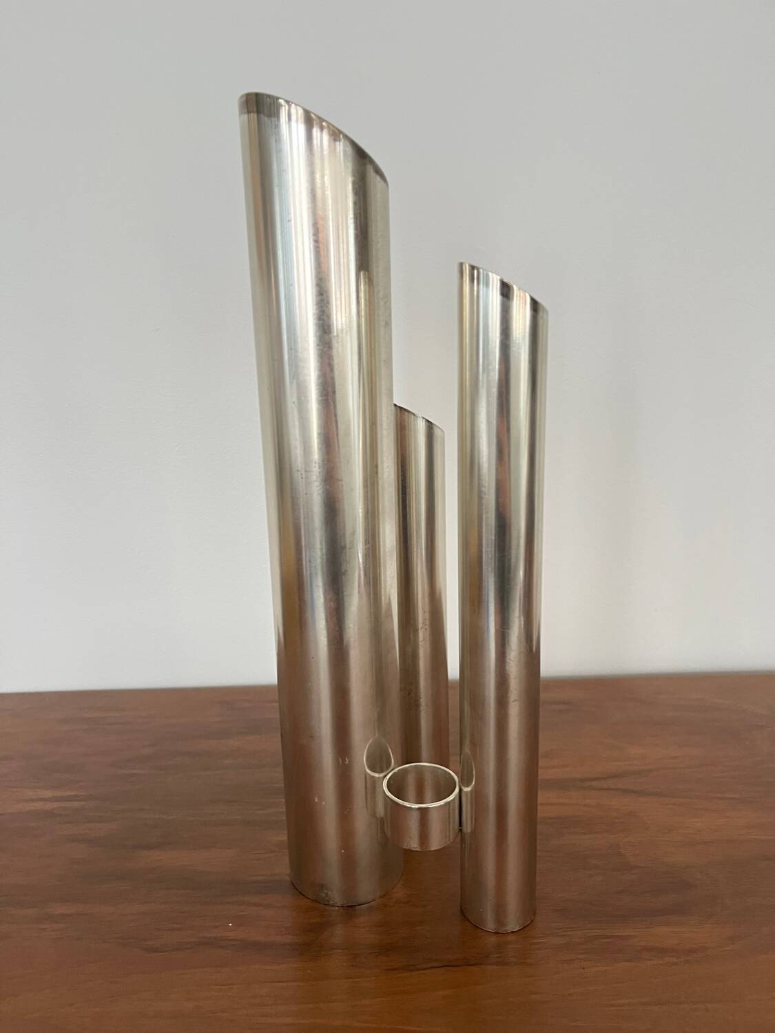 Triple vase "Organ" metal Space Age
