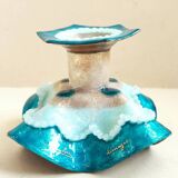 Paire de bougeoirs en cuivre émaillé de Limoges par Marylou