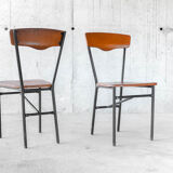 Set of 4 wood and metal vintage chairs