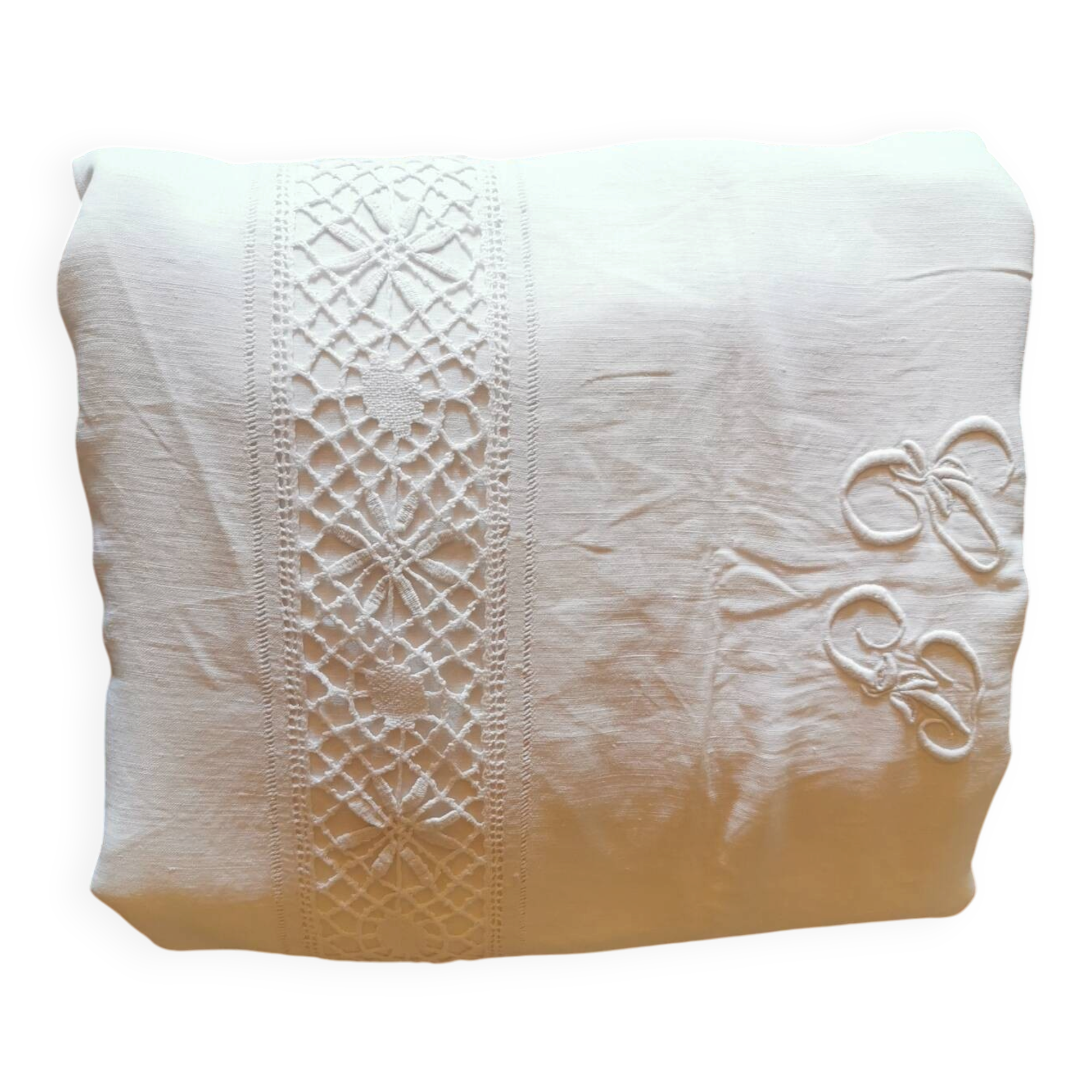Antique linen cloth monogrammed CP