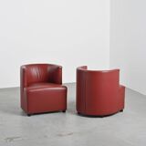 Pair of post-modern red leather armchairs by Wittmann