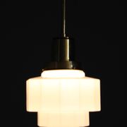 Art Deco brass and opaline glass pendant, Czechoslovakia, 1930s