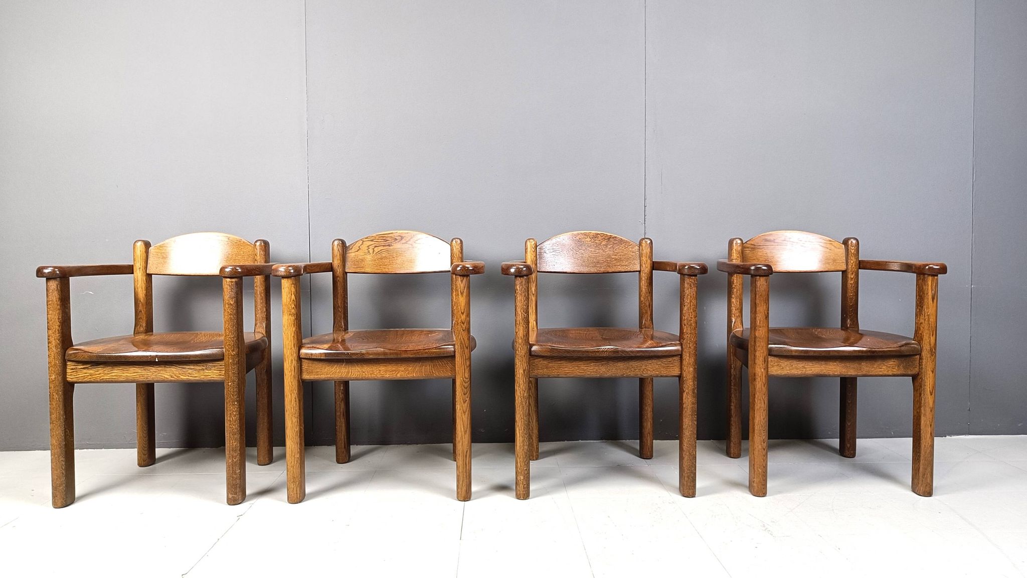 Vintage wooden armchairs made in Belgium, 1970s