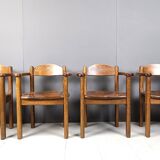 Vintage wooden armchairs made in Belgium, 1970s