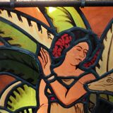 Large 19th century stained glass window The woman and the doe