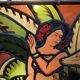 Large 19th century stained glass window The woman and the doe