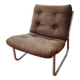 Fauteuil vintage tubulaire chromé et velours