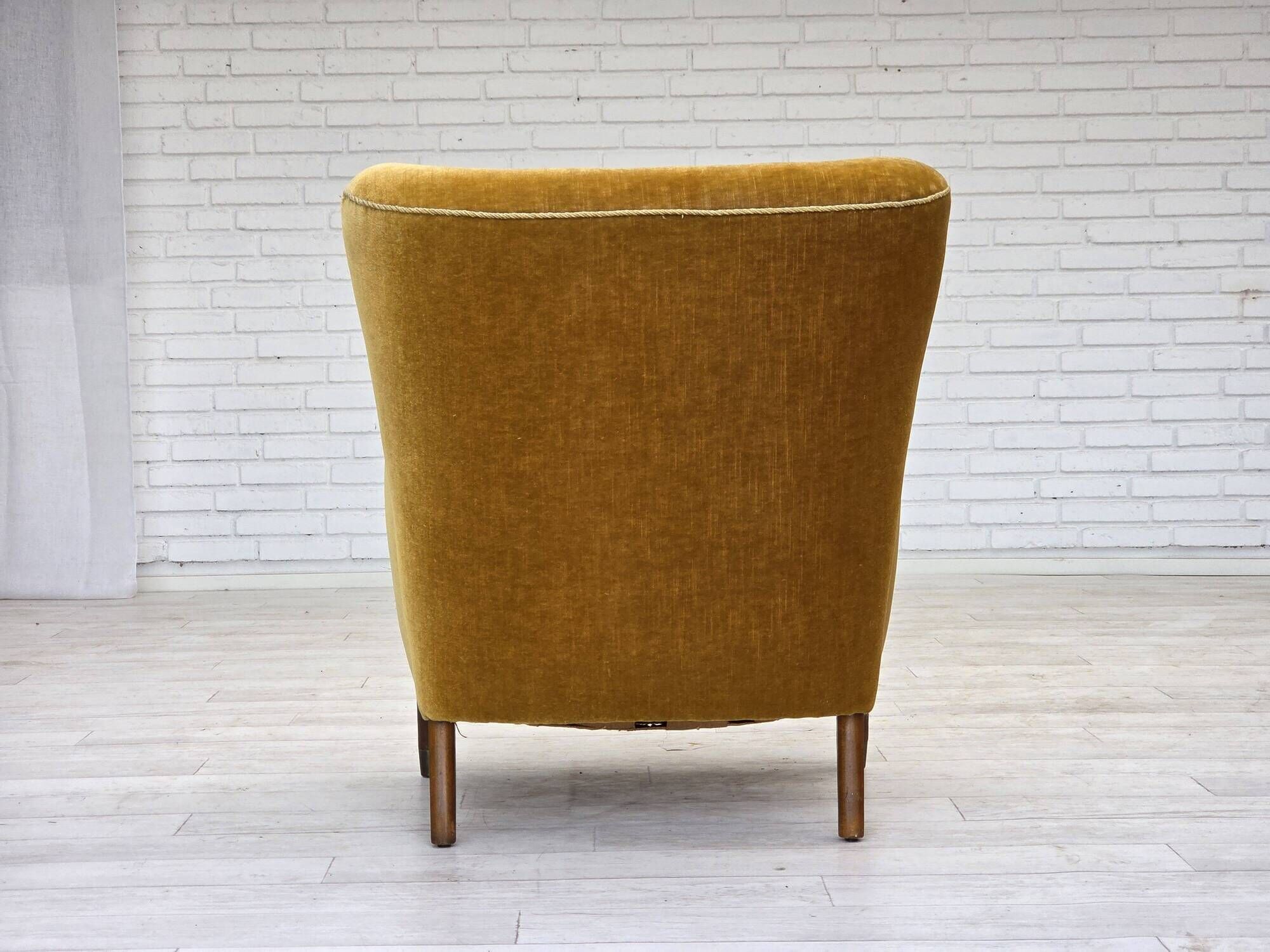 1960s, Danish armchair, furniture velour, beech wood, original.