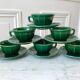 set of 6 cups and sub-cups in green slurry Lunéville 60s