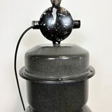 Dark grey enamel industrial factory lamp from elektrosvit, 1960s