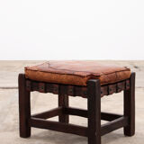 Brazilian Brutalist footstools with patchwork leather, 1960