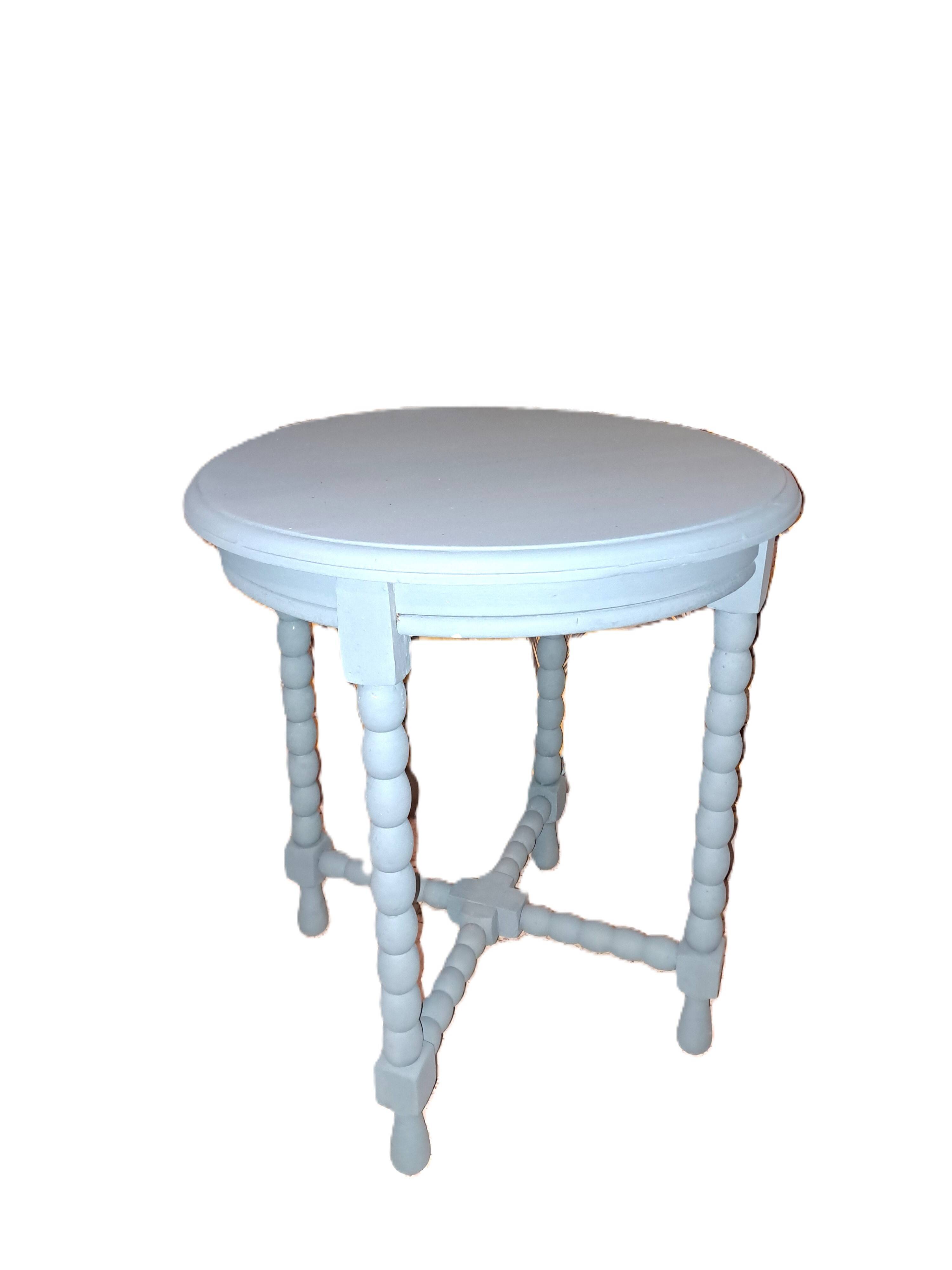 1950s repainted 4 legged solid wood round coffee table