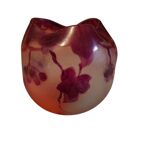 small multi-layer glass ball vase cleared with cassis acid and enhanced with paint signed Theodor