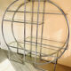 Chromed metal large riund room divider shelving show case etagere milo baughman style