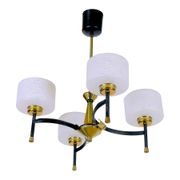 Maison Arlus, Mid-century chandelier, brass and opaline, France 1950