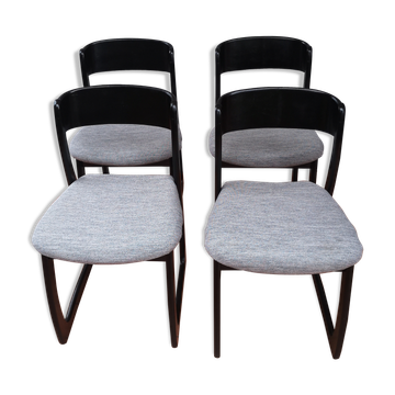 Set of 4 sled chairs 1970