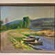 Old painting, landscape on the edge of a pond, Signed Michel Loche (1897;1976)