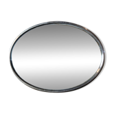 Miroir ovale vintage français avec verre biseauté et cadre en métal