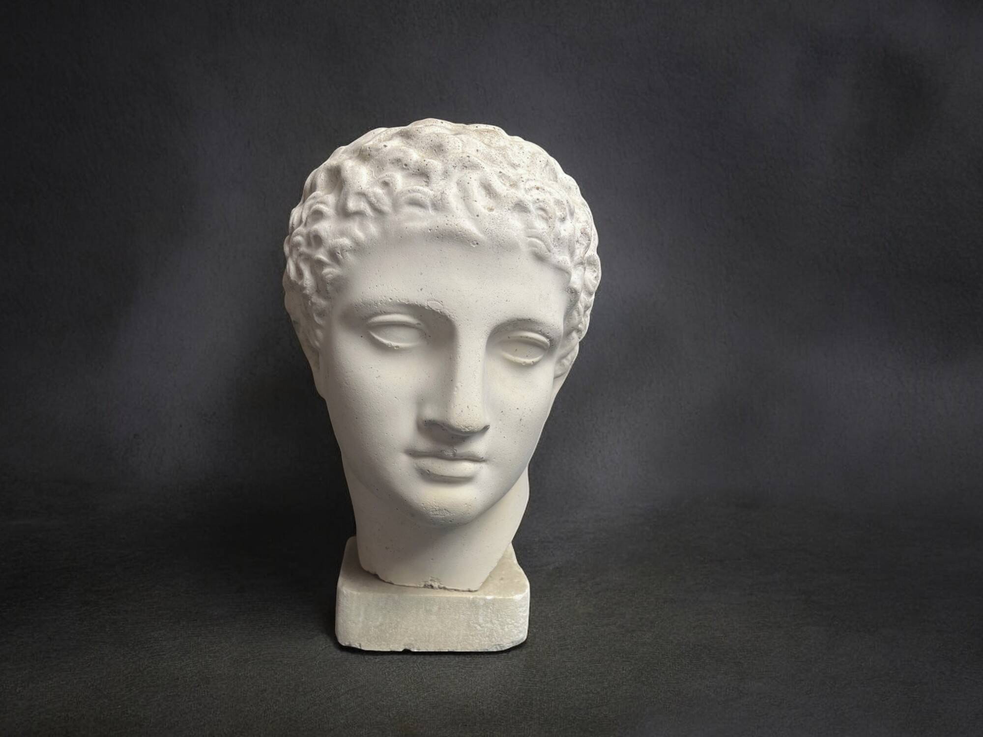 Antique Hermes head sculpture, patinated plaster, mid-20th century