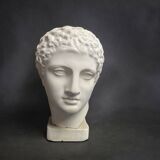 Antique Hermes head sculpture, patinated plaster, mid-20th century