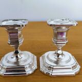 Pair of antique silver-plated candlesticks