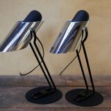 Pair of vintage chrome metal lamps