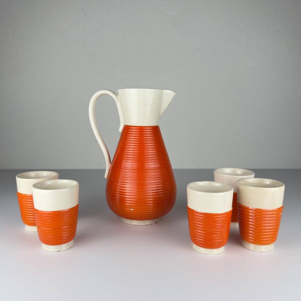 Vintage water service from Ceramiche Rometti Umbertide, Italy, 1930s, set of 6.