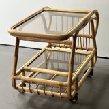 Rolling table from the 60s in bamboo