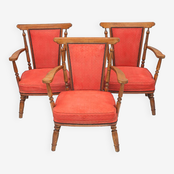 3 old armchairs