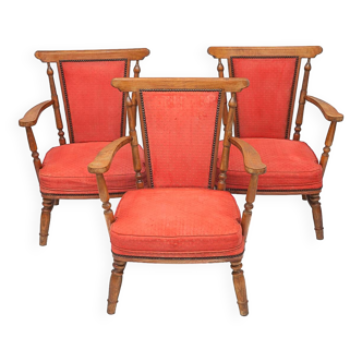 3 old armchairs