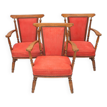 3 old armchairs