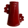 Handmade abstract ceramic vase with asymmetrical handles and burgundy flower