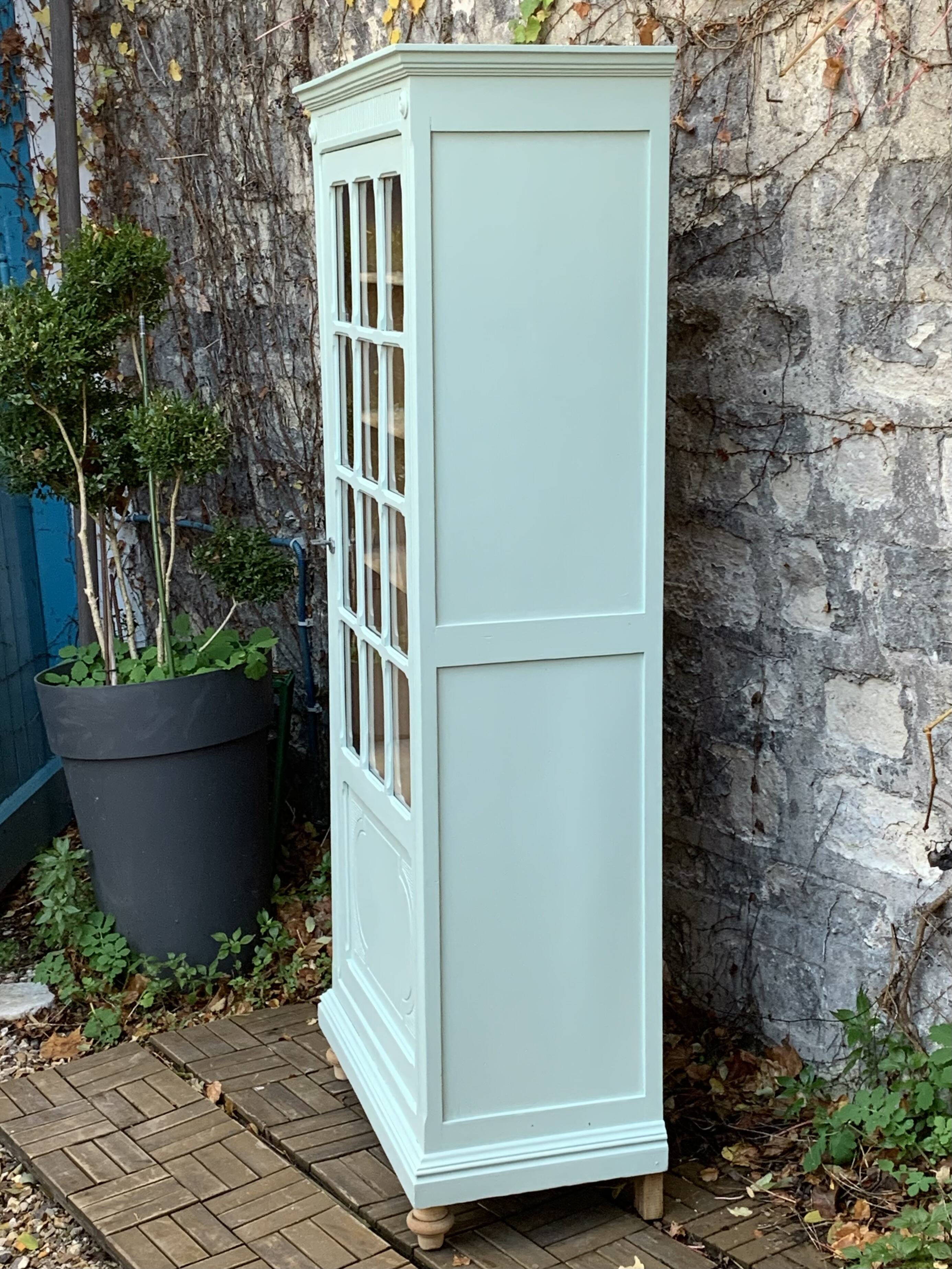Antique celadon glass Parisian wardrobe H162