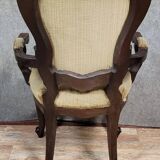 Louis XV style curved desk chair in carved mahogany circa 1850