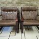 Pair of vintage 1970s faux leather armchairs