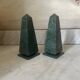 Pair of green marble obelisk bookends