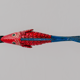 Poisson Bozo rouge et bleu en bois  (Mali)