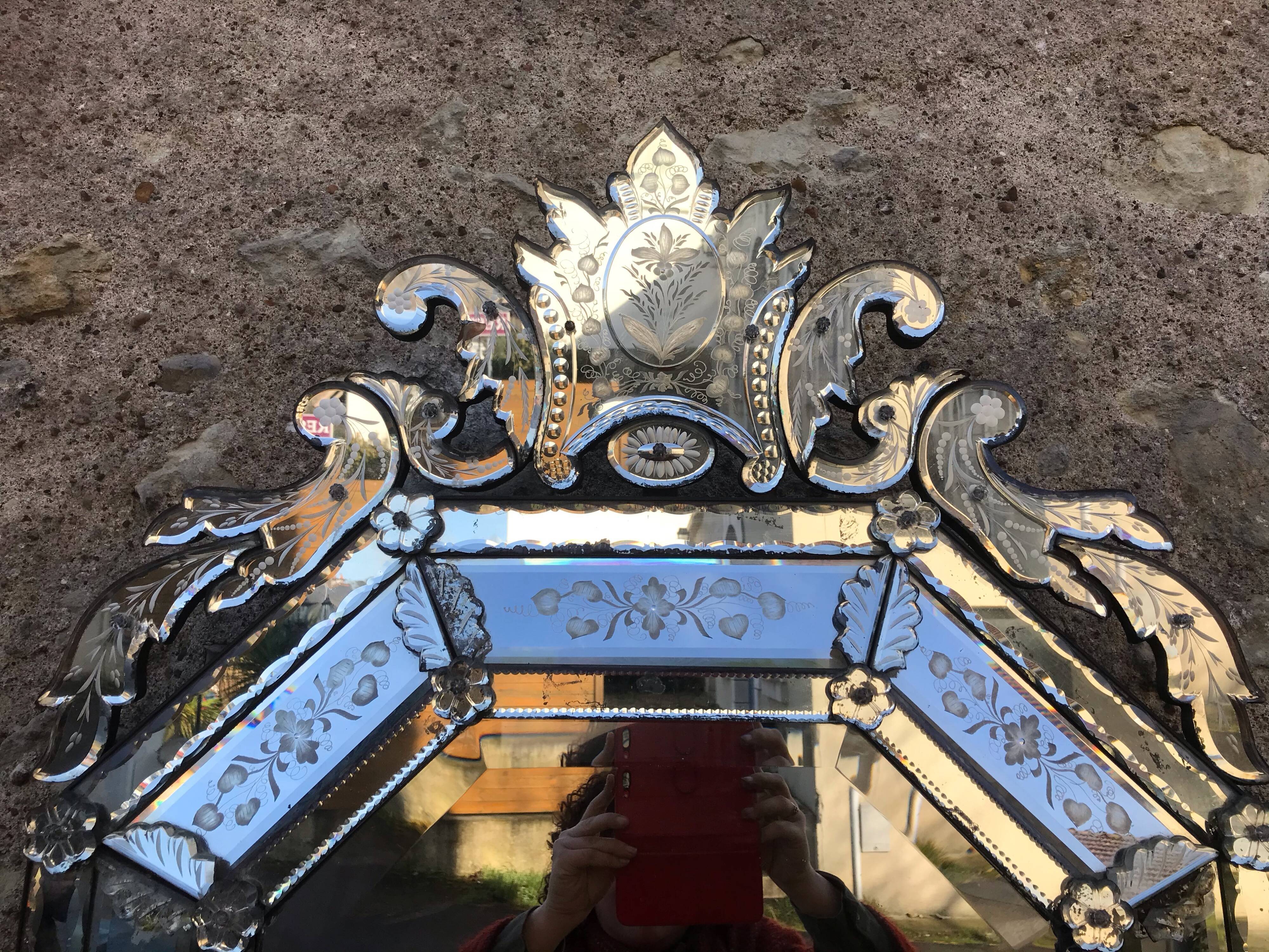 Venetian mirror XIXth 120 x 74 cm