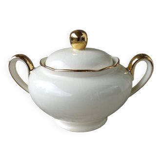 Sucrier Villeroy & Boch Mettlach ivoire et or