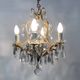 Bronze cage chandelier and glass tassels, with 4 lights. Chandelier tassels. 60s