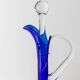 Murano cobalt blue glass carafe with clear handle and stopper - 1960s Italy, vintage mid-century design