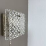 Small Cubic Textured Glass Wall Light in the Style of Orrefors, Germany, 1970s