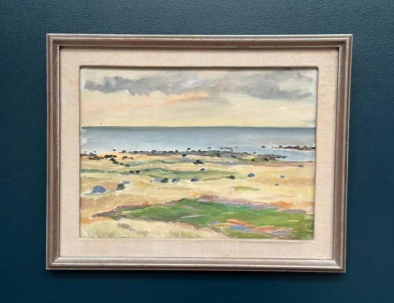 Original Swedish Oil on Canvas - "Beach of Malö" by Bo von Zweigbergk - Signed - Vintage and Framed - 55.5 x 43.5 cm (21.9" x 17.1")