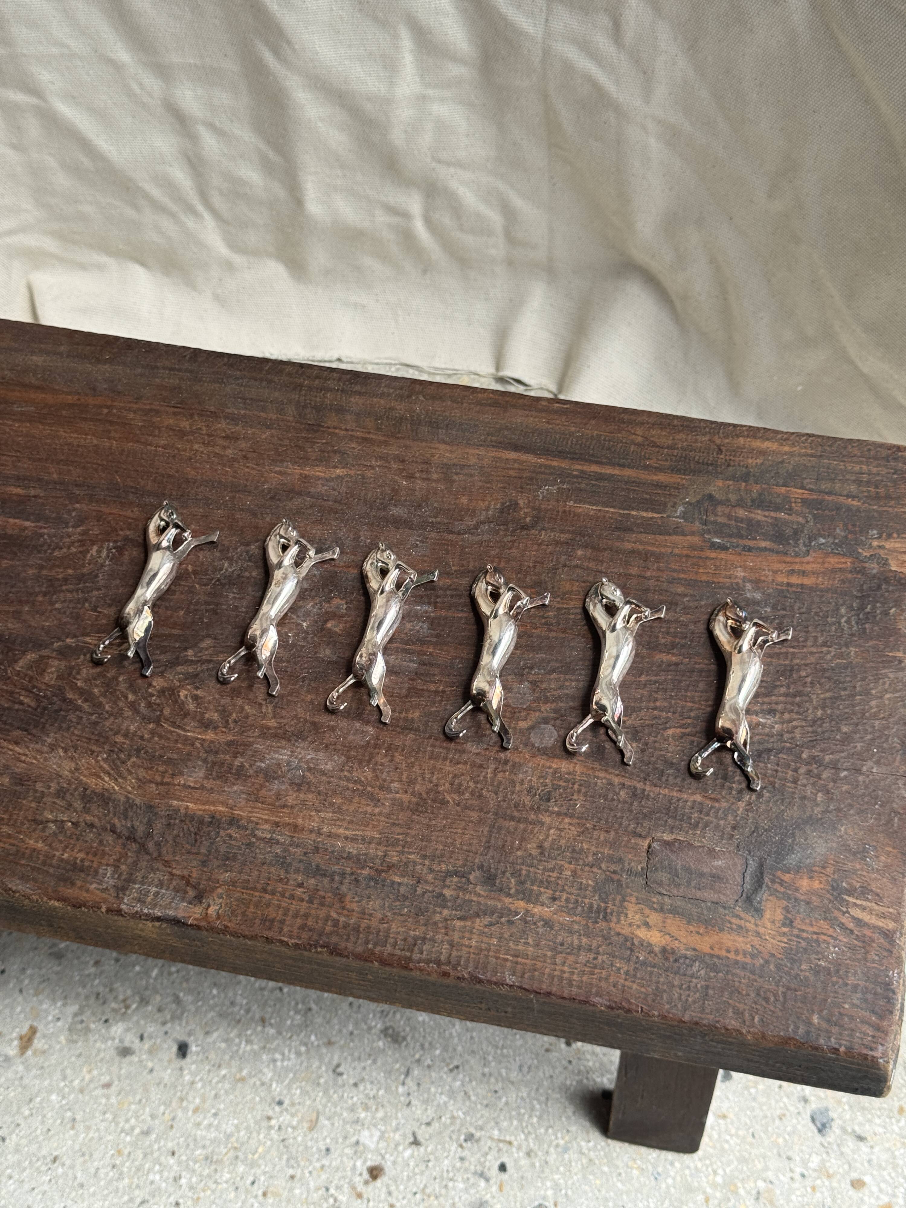 Set of 6 silver-plated horse knife rests L8 H2