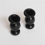 Pair of glass candle holders